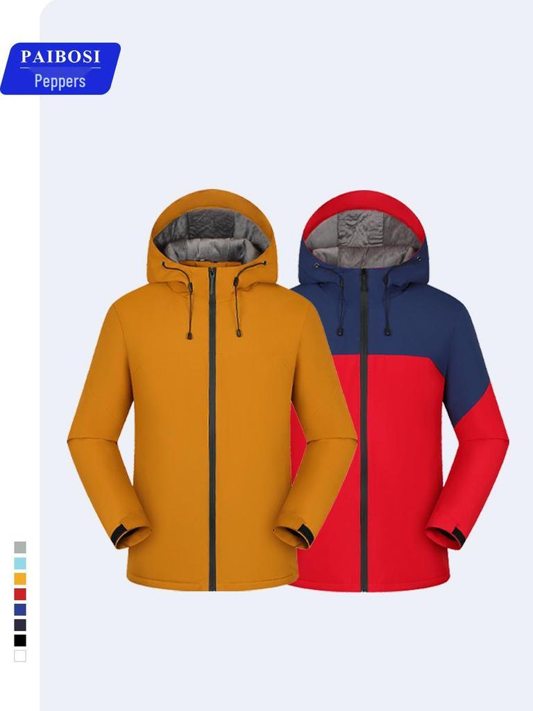 Customized Windproof Hooded Work Jacket with Logo and Embroidered Graphics