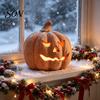 Festliche Tischdekorationen Halloween Kürbis Kerzenhalter, Harz Laterne Teelichthalter mit für Zuhause Geschnitztes Gesicht Herbst Bauernhaus Kaminsims Dekoration