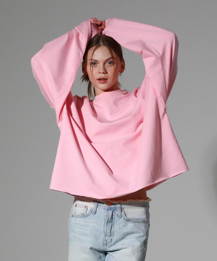 REEMNIK Oversized Plain Long Sleeve T-Shirt [Pink]