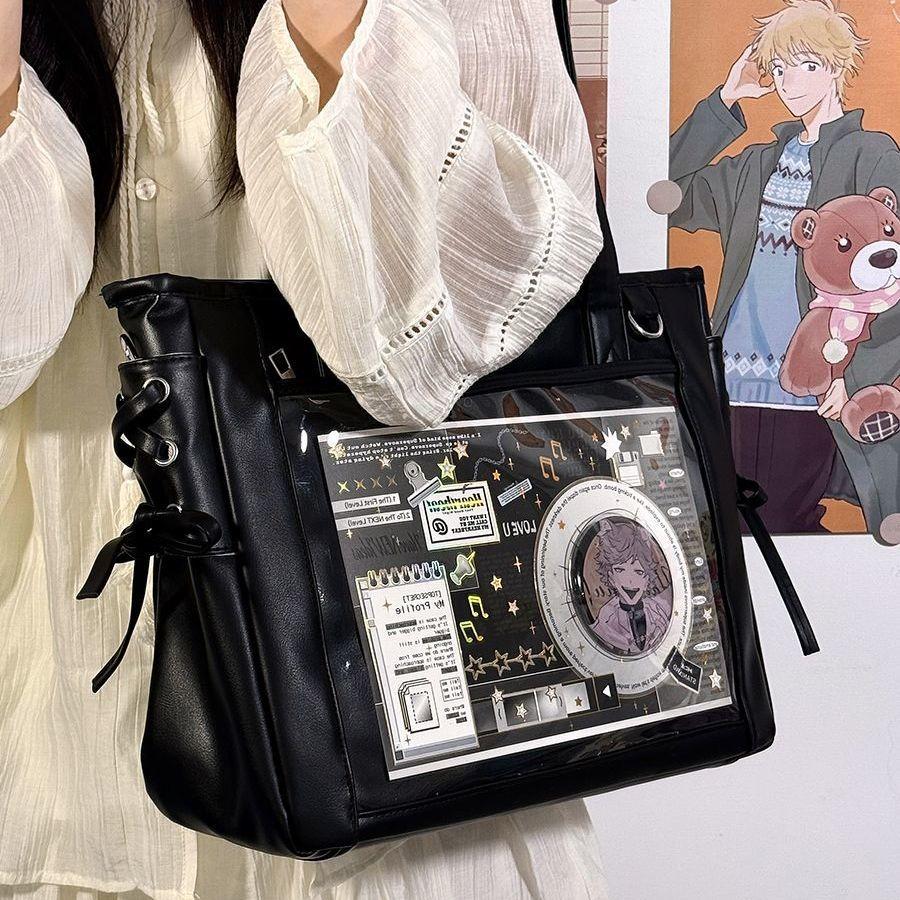 New Girls' Ribbon Y2K Ita Bag Sweet Ladies Large Capacity Shoulder Bag Street Trend Crossbody Bag Daily Commuting Tote Bag