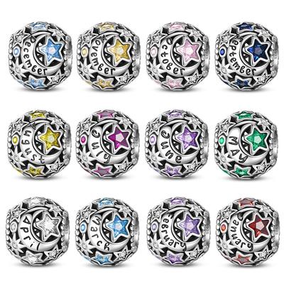 New In 12 Birthstones Beautiful Charms Beads Fits 3Mm Original Bracelet Copper Women Necklace Diy Charms Fine Jewelry Gifts