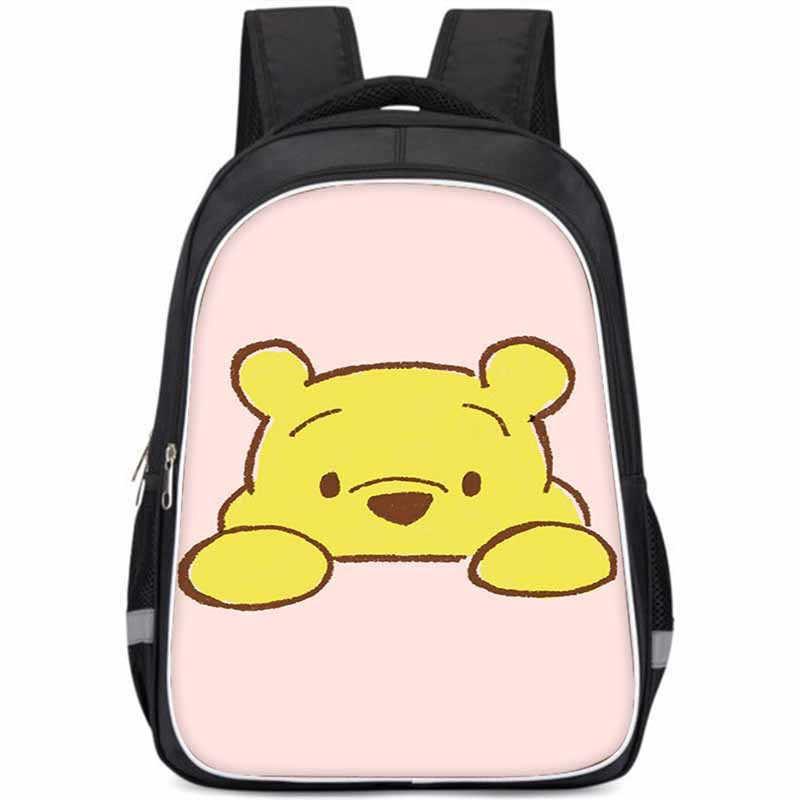 Winnie The Pooh Large Capacity Lightweight 3d School Backpack For Kids And Students Unisex Oxford Fabric