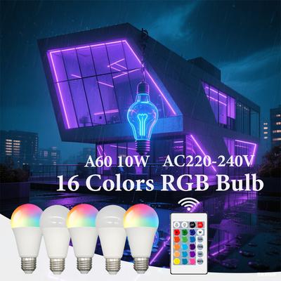 1-10pcs A60 LED Smart RGBW 10W 220V CCT LED Bulb Spotlight E27 with Infrared Remote Control Suitable for Colorful Home Lighting