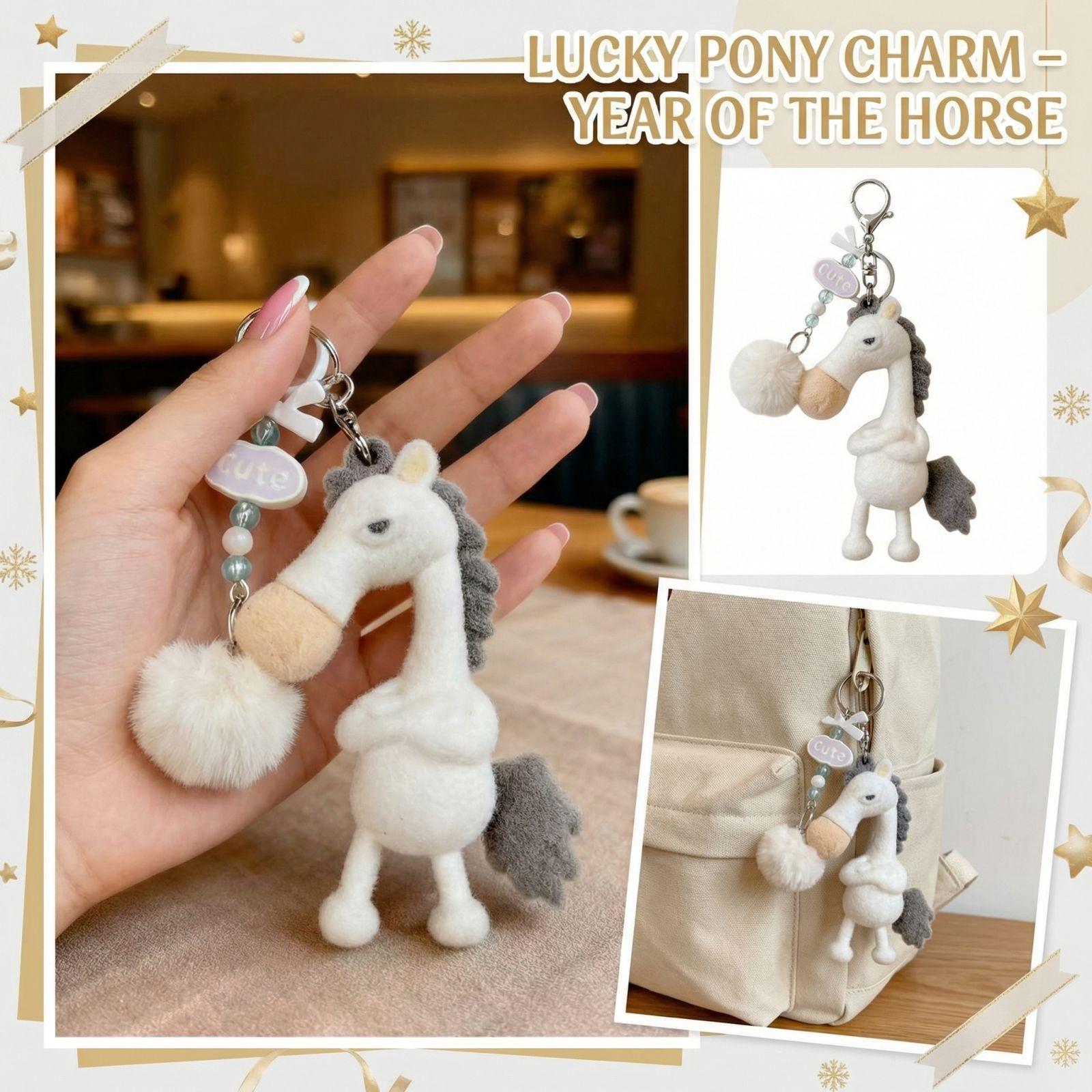 

Horse Mascot Pendant, Girls Backpack Ornament One Size білий