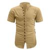 Summer new men's casual versatile shirt solid color slim-fitting short-sleeved top