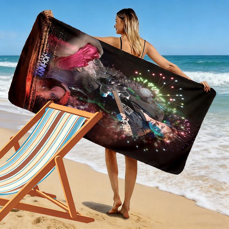 Rhythm: Johnny's Electric Night Beach Towel Beach Beach Towel for Vacation Photos Absorbent Bath Towel Quick-drying Swim Towel Seaside