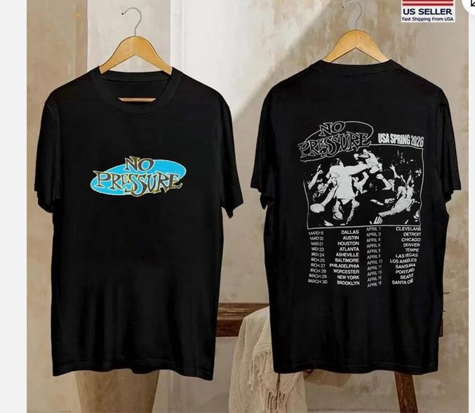 New No Pressure 2 Sides USA 2026 Tour Black S To 5XL Concert Shirt