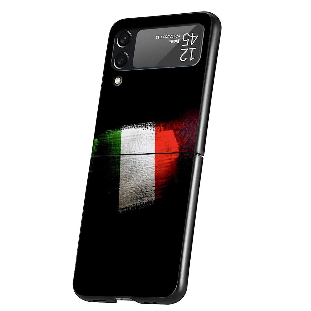 Italy Flag Cover Phone Case For Samsung Galaxy Z Flip 7 6 5 4 3 5G Flip7 Flip6 Flip5 Flip4 Flip3 Black Fundas Shell Galaxy Z Fli
