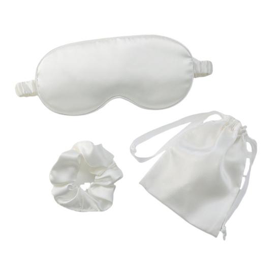 

Набір шовкових сатинових масок для сну Регульована контурна пов язка на очі з сумкою для зберігання Портативна маска для сну в літак для подорожей Літак Дім білий