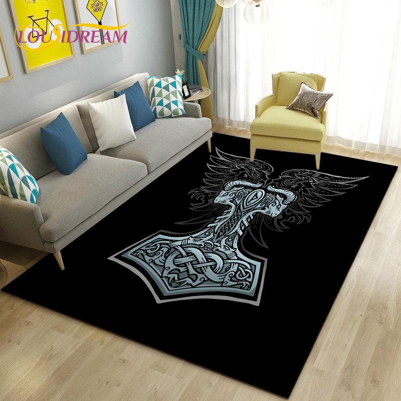 Vikings Nordic Mythology Series Area Rug,Carpet Rug for Living Room Bedroom Sofa Doormat Decoration,Kid Play Non-slip Floor Mat
