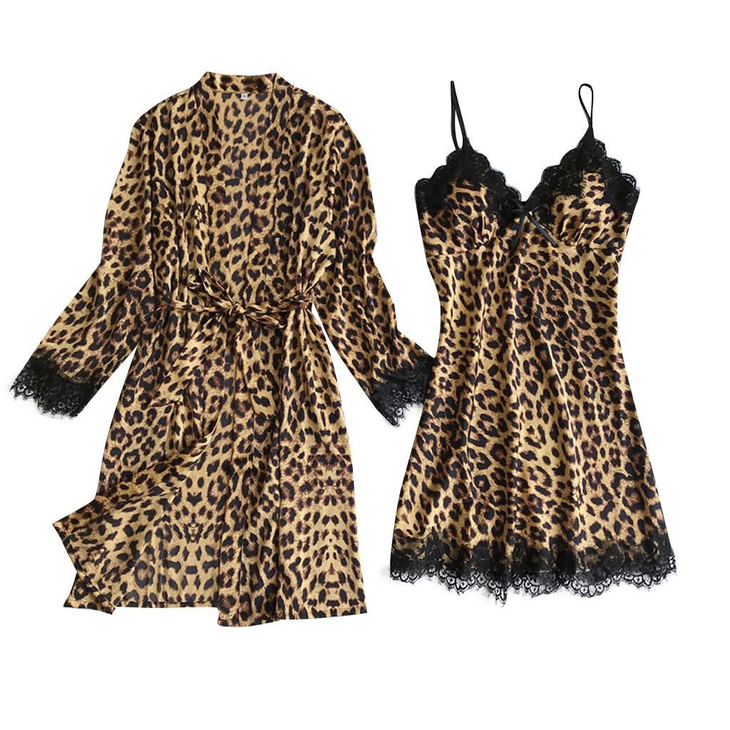 Leopard Print Lace Camisole & Shorts Set: Sexy Women s Loungewear Lingerie. Small