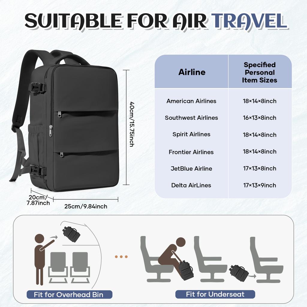 Large Capacity Travel Backpack 40x20x25 Ryanair Cabin Bag Underseat Business Laptop Backpack Casual Travel Bag