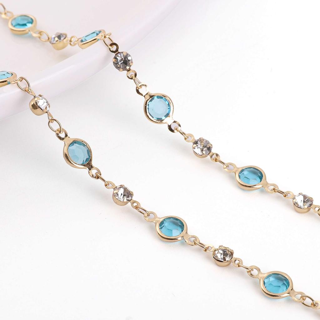 50cm/100cm Color Rhinestone Chain Color Retention Copper Chain DIY Bracelet Necklace Accessories