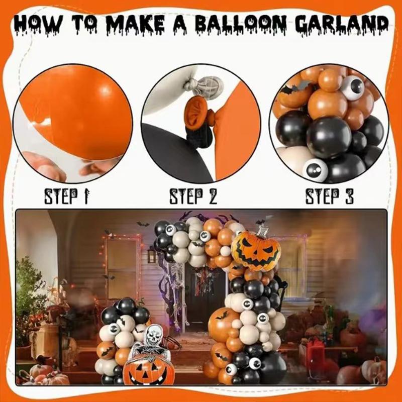 Halloween Balloons Decorations Set - Pack 96 Halloween Party Supplies with Pumpkin Spider 3D Balloons Decorations Balloon Arch