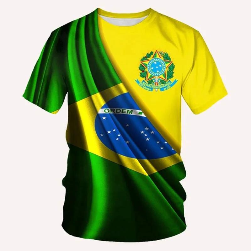 Brazilian Flag Men's Graphic T-shirt Clothing 3D Printing Brazilian Football T-shirt Football Club T-shirt