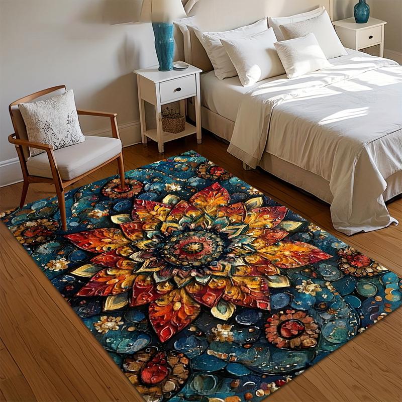 

Retro Bohemian Floral Area Rug European Style Retro Carpets High-Color Non-Slip Carpet for Living Room Bedroom & Kids Playroom 40x60CM