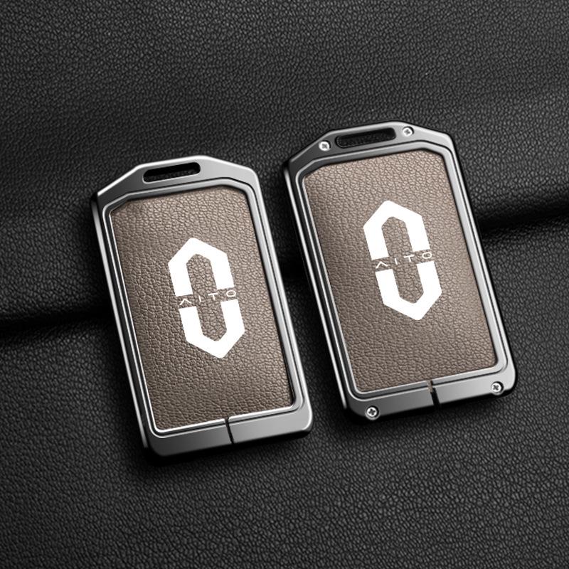 Huawei AITO M7/M5/M5ev Key Case: Genuine Leather Full-Coverage Key Shell & Buckle