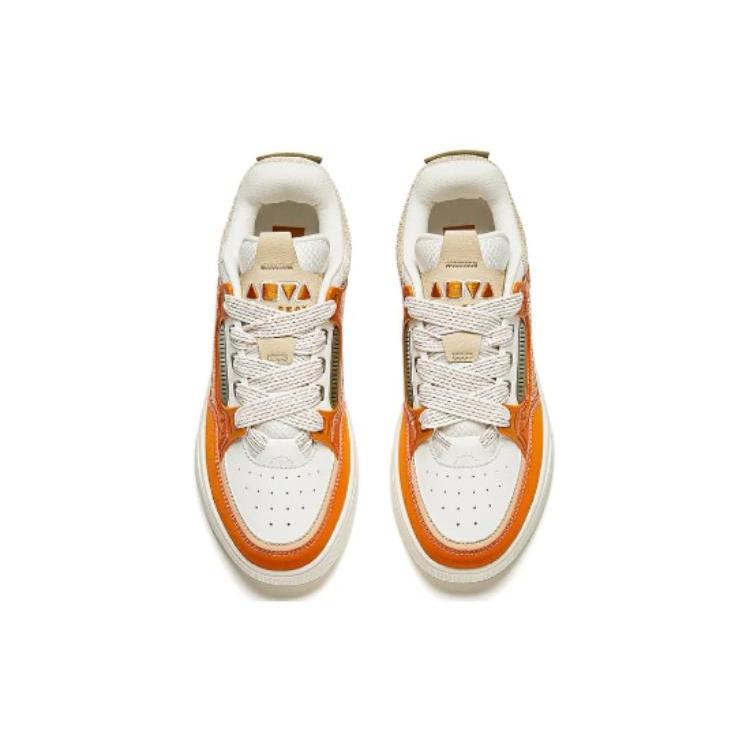 New Anta AOJIE Cushioning Wear Resistant Low Top Skateboard Shoes Men's Orange White 112418040-5
