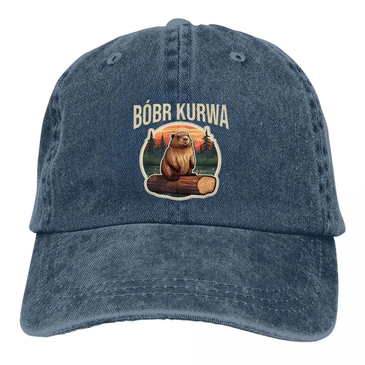 Bobr Kurwa Bober Beaver Bobr Бейсбольная кепка Винтажные бейсболки Мужские уличные регулируемые шляпы для папы Кепка Adjustable темно-синий