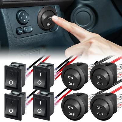 12-24V DC Rocker Switch 2 Pin SPST Car Boat Marine RV Truck Toggle Universal Dashboard Power Control Accessories Round/Square