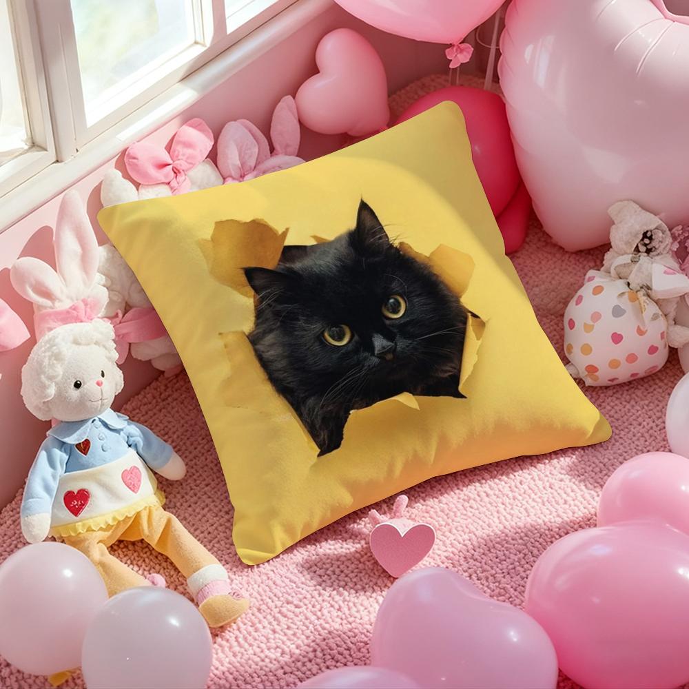 Cute Naughty Cute Cats Dogs Cushion Cover Pattern Printed Pillowcase for Living Room Sofa Cushion Cover & Bedroom Decor