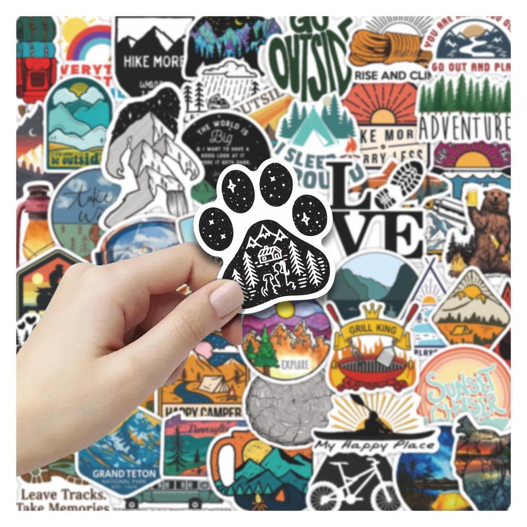 100 Retro Outdoor Camping-Themed Creative Stickers for Journaling & DIY Stationery