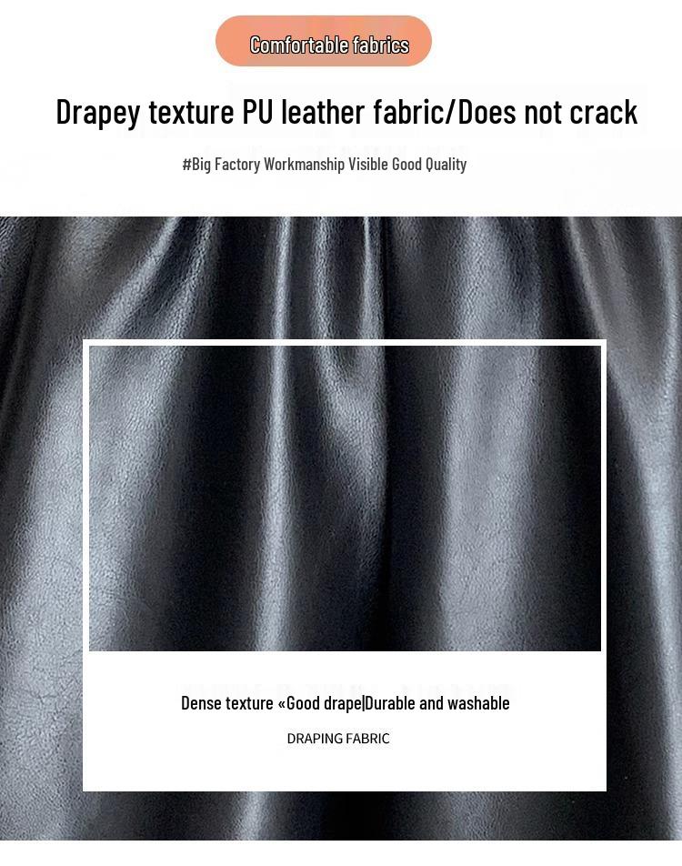 Women's PU Leather High-Waist A-Line Shorts - Slimming, Versatile, Wide-Leg, Korean Style for 2024 Autumn/Winter.