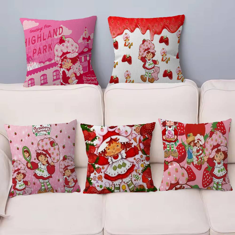 S-Strawberry Cartoon S-Shortcake Girl 45*45cm Cushion Cover Pillow Cover Decor Pillowcase Home Pillowcase For Couch Pillow