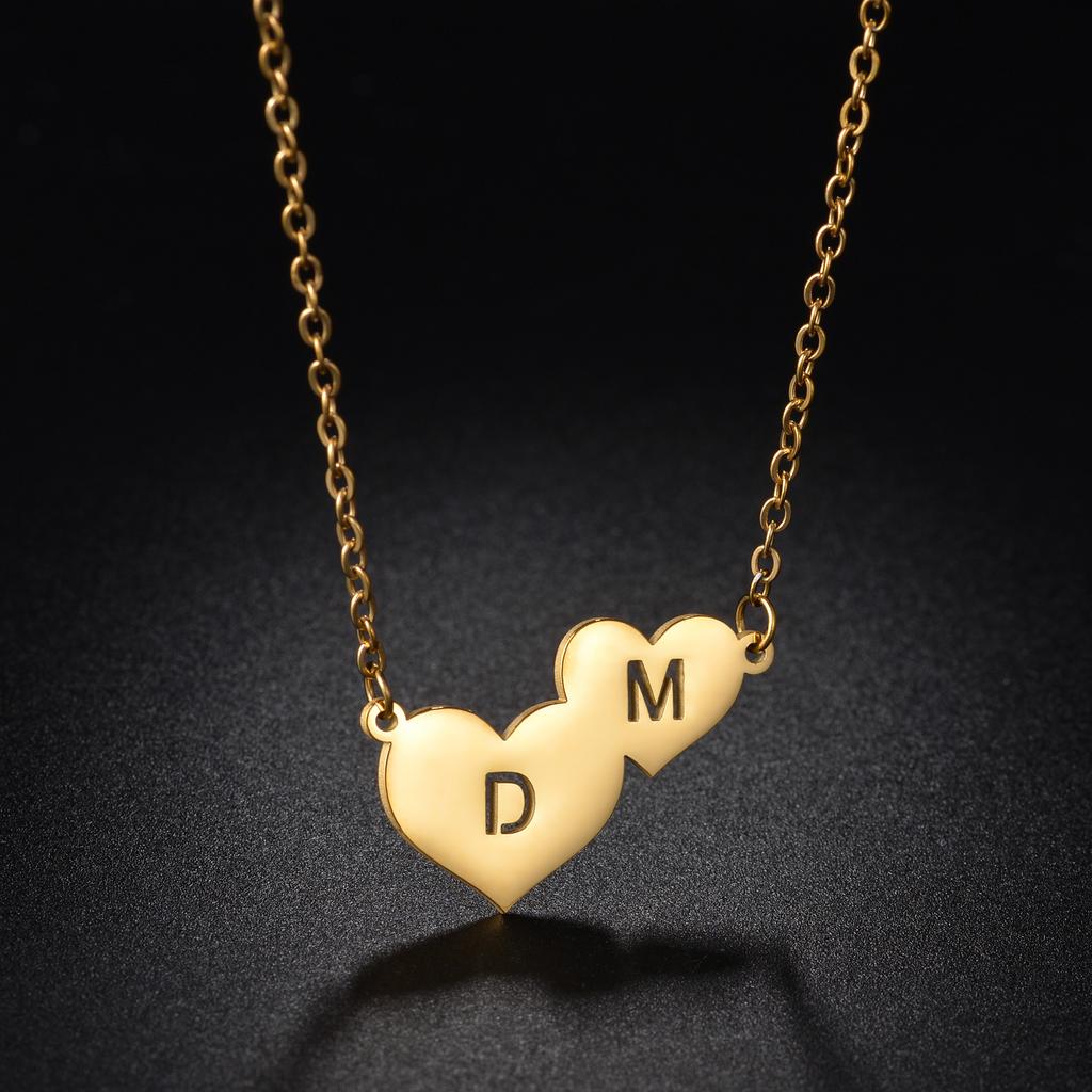 Atoztide Personalized Custom Name Necklaces for Women Double Initials Letters Pendant Stainless Steel Link Chain Jewelry Gift