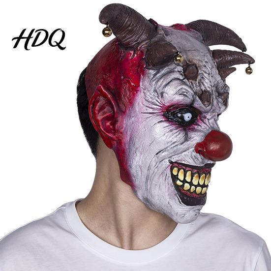Scary Costume Accessories for Halloween Devil Horns Mask with Bell Decor Breathable Comfortable Face Mask Latex Headgear Adult Cosplay Props Horror