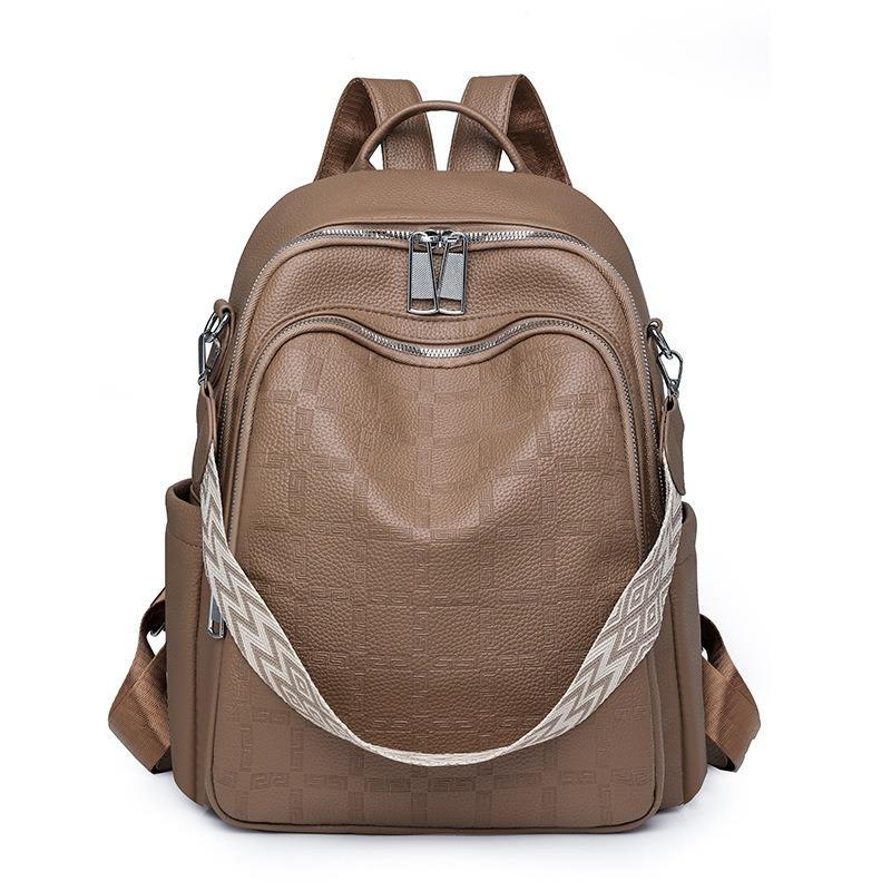 Soft leather bag women's large-capacity new women's backpack is now popular casual bag women