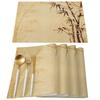 4 Pcs Placemat Brown Bamboo Pattern Table Mat For Dining Table Kitchen Accessories Coffee Tea Coaster