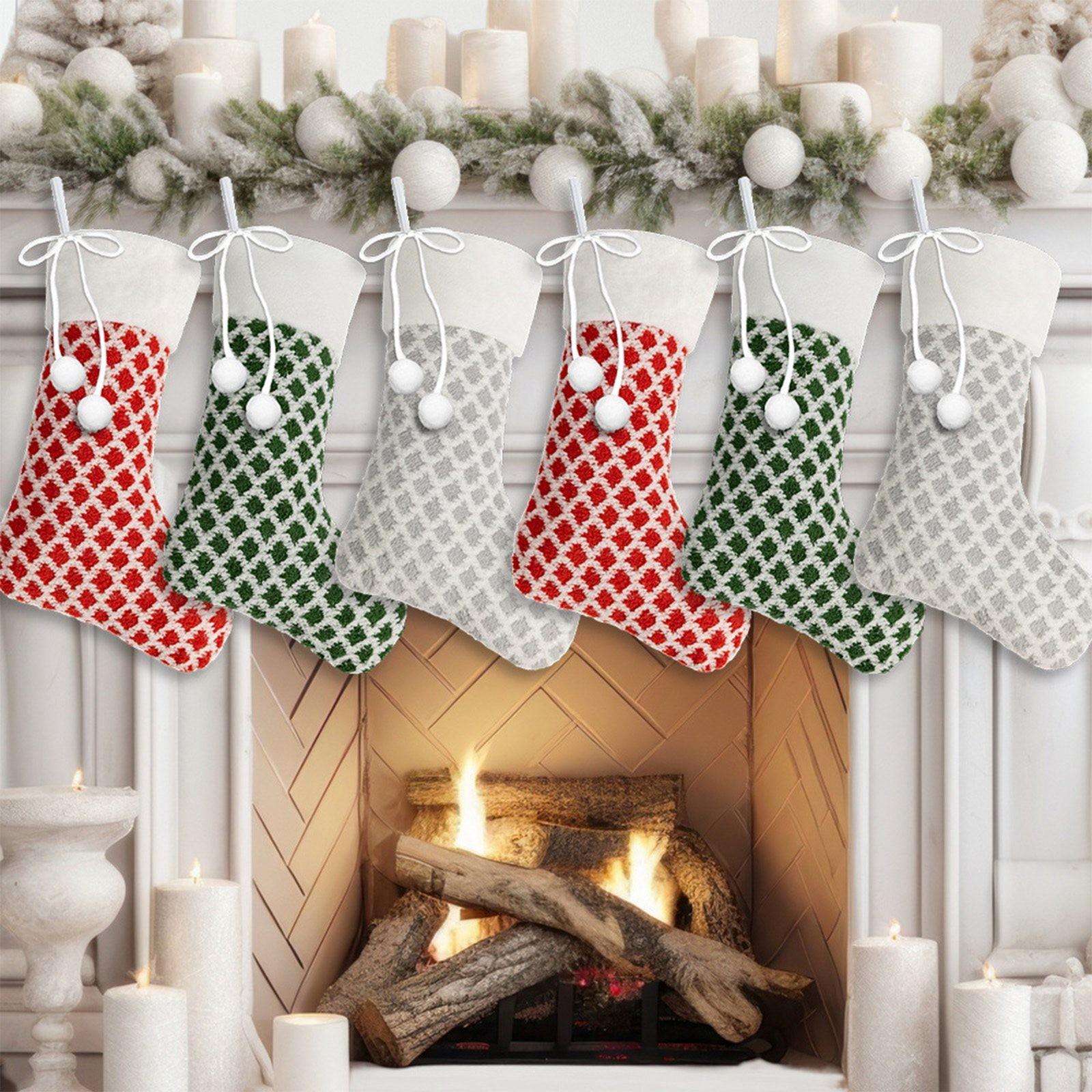 

Christmas Diamond-patterned Plush Socks, Candy Boots, Holiday Gift Bags, Christmas Tree Decorative Socks, Decorative Bags(3pc) One Size белый