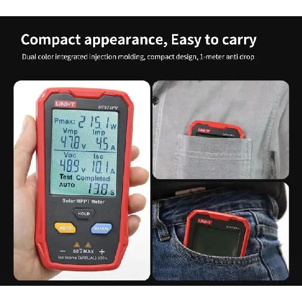 UNI-T UT673PV Solar Panel Tester Solar MPPT Meter Maximum Photovoltaic Power Pmax Vmp Lmp Voc Lsc PV Solar Panel Multimeter