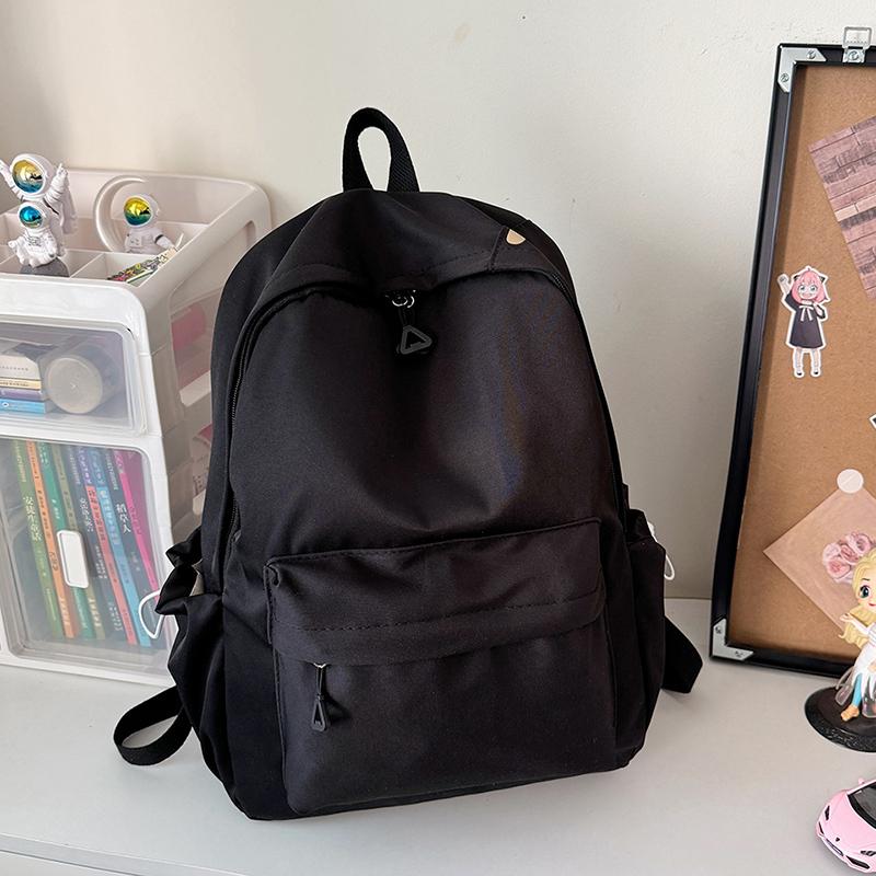 

Новый однотонный женский водонепроницаемый нейлоновый рюкзак, простая школьная сумка для девочек-подростков, дорожная сумка на плечо, школьный рюкзак бежевый