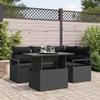 Garden Sofa Set with Cushions 5 pcs Black Poly Rattan