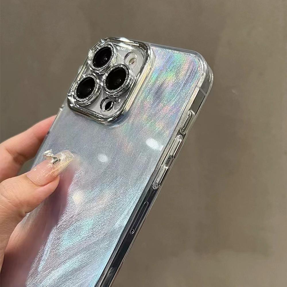 Laser Phone Case for iPhone 11 12 13 14 15 Pro Max 11 14 13 15 Laser Feather Glitter Shockproof Back Cover for iPhone  14 12 13 Pro