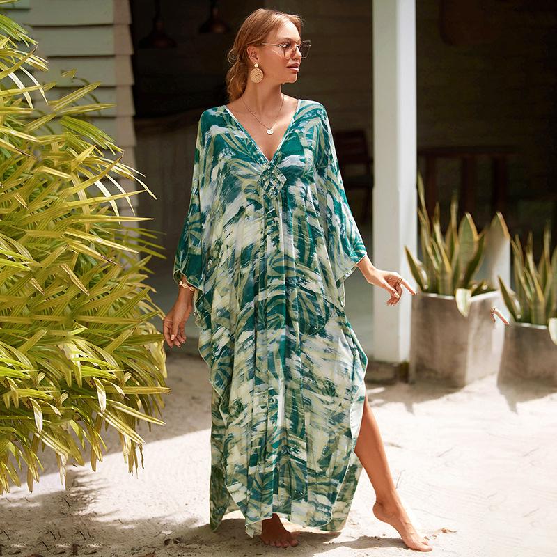Dámské potištěné plážové kaftany Letní maxi šaty Krytí na plavky, Základní vybavení na dovolenou, Hromadná dodávka s velkými slevami