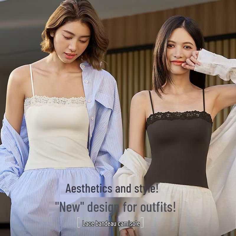 

Spicy Lace Patchwork Camisole: Slim Fit Tank with Chest Pad for Women M (Medium)