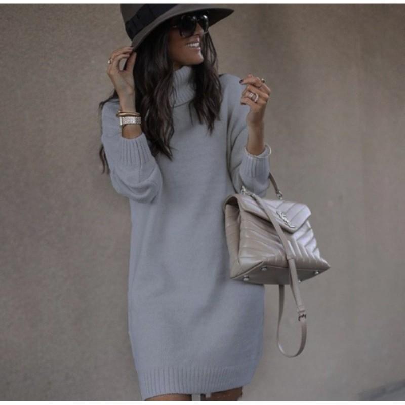 

Женский свитер средней длины с трикотажным верхом и однотонным воротником XS