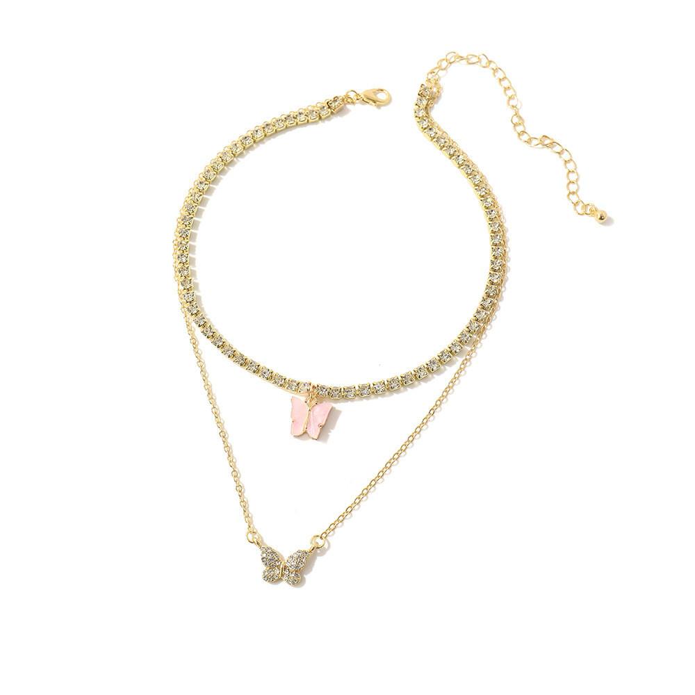 

Butterfly Unique Geometric Pendant Necklace With Stunning Rhinestones Perfect For Summer Parties And Special Occasions Light Pink