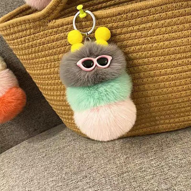 1PC Pendant Gift Car Keychain Personality Plush Doll Trendy Flu Plush Fun Cute Fashion Multicolored