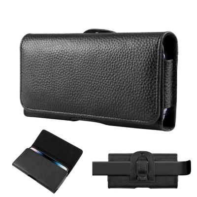 HAWEEL Phone Holster Case Litchi Texture Genuine Leather Phone Belt Clip 4.7-6.8 Inch Carrying Pouch Bag Waist Bag For iPhone