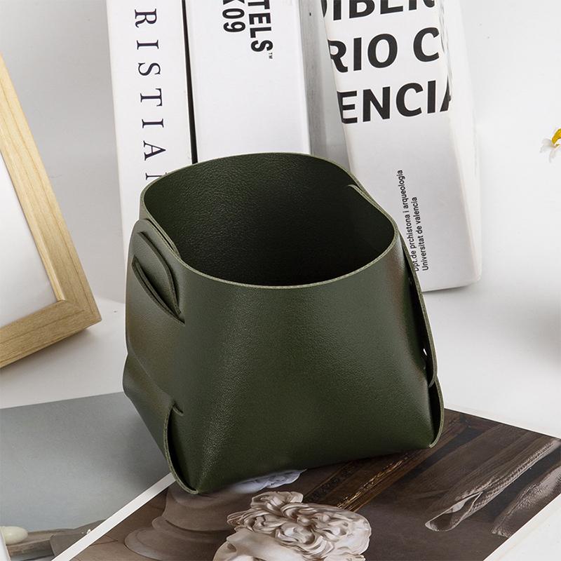 

1 шт. Коробка для хранения из ПУ кожи Скандинавский декор для рабочего стола Подставка для ювелирных изделий и ключей Контейнер-органайзер для макияжа Подставка для книг и растений темно-зеленого