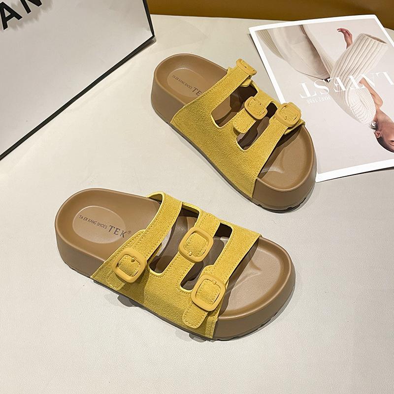 Beautiful Thick-bottomed Cool Slippers for Women's 2025 Summer New Outer Wear, High-end Sense Going Out with Skirt Slippers