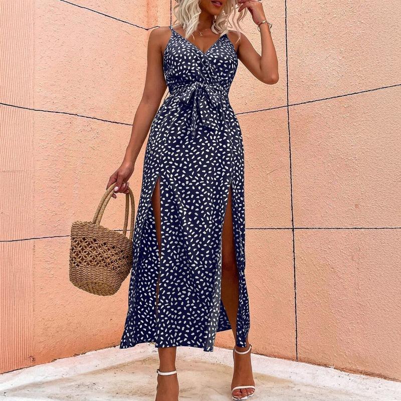Vacation and Casual Style Floral Halter Dress for Women's Spring and Summer