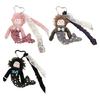 Elegant Girl Toy Keychain with Lace Ribbon Curly Hair Sequined Mermaids Dolls Pendant Bag Charm for Women and Girls