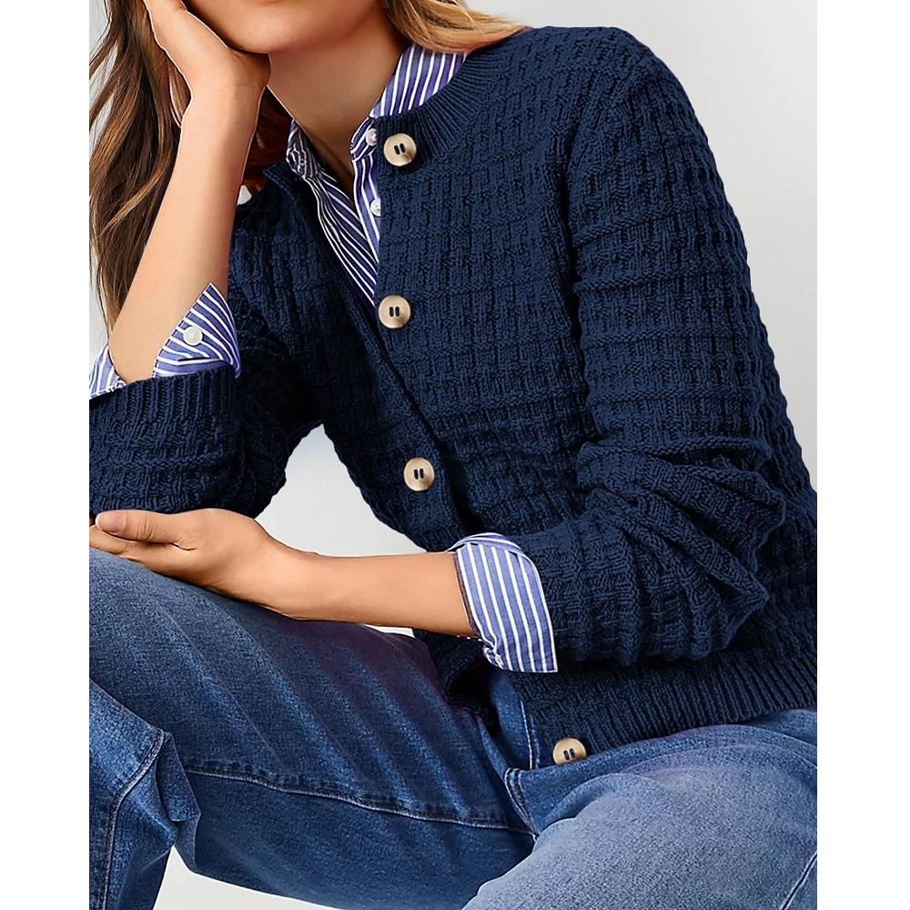 Women Autumn Knitted Cardigans Jackets Office Ladies Solid Color Long Sleeve Sweater Outerwear Coats