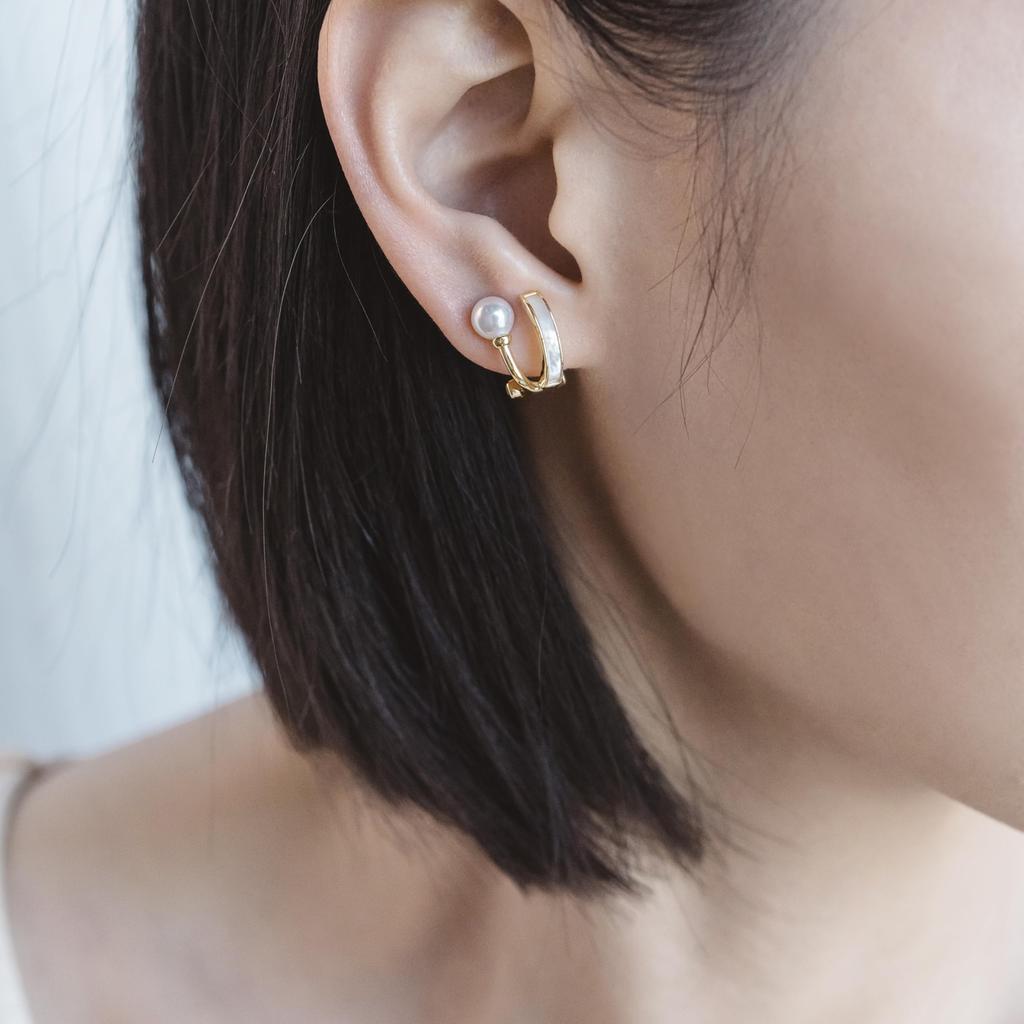 PHNIBIRD Pearl White Mother of Clip Fall High School Wedding Jewelry Earrings, Painless, Women's, Pearl, Hypoallergenic, Earrings, Won't Off, Student,