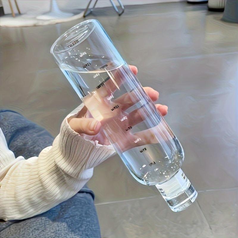 Plastic Water Bottle with Time Marking, Leak-Proof Anti-Drop, Includes Lid and Straw, Lightweight Design for Ice Coffee & Drinks